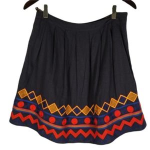 Pomelo Linen Blend Skirt w/ Embroidered Details M